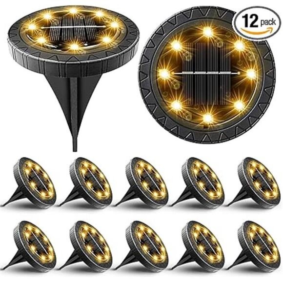 2 Sets Solar Powered Ground lights 12 Pack,Waterproof LED Solar Lights Outdoor l - Picture 7 of 7